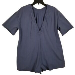 FP Movement Free People Hot Shot Reversible Romper Blue S OB1151608 Playsuit
